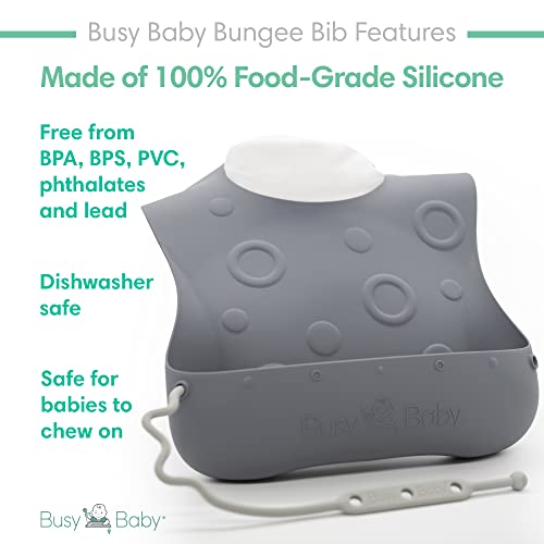 Зафатено бебе банџи Биб | Силиконски биб за бебиња и мали деца со тетри | Прикачете прибор и држете ги надвор од подот | Безбедно
