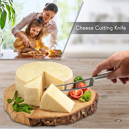 Сет за сечење на сирење Nutrichefkefkitchen - Преносен фенси не'рѓосувачки челик нож за секач за сирење и сирење со сирење - сечење, бричење, парче, сервис, ширење - сина боја на
