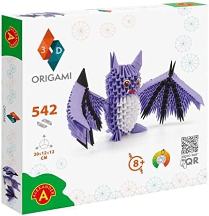 Оригами 3Д 501830 - 3Д Оригами лилјак - Прекрасна 3Д скулптура со хартија со патентирани компоненти и лесни за упатства за градење, 542 парчиња, 20 x 12 x 12 см, од 8 години