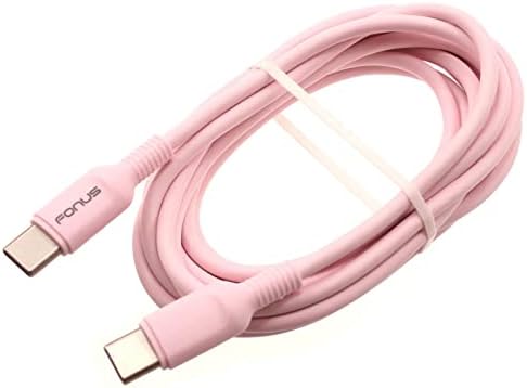 Пинк 10ft долг кабел USB -C до тип -C PD Брз полнач на кабел за напојување со моќност Компатибилна со Motorola Moto G7 Play - Moto G7 Power