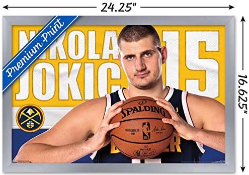 Трендови Меѓународни НБА Денвер Нагетс - Никола Јокиќ 19 wallиден постер, 22.375 „Х 34“, Необрачена верзија