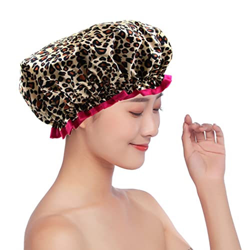 Зеклге капа за туширање за жени, 1 парчиња туш капа водоотпорен-дабл слој-ревзиден еластичен капа за бања за девојчиња спа-домашна