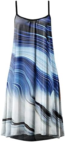 Nokmopo женски фустани есен 2023 година фустани за обичен летен цветен печатен резервоар фустан без ракави, шупнат о-врат лабава плажа