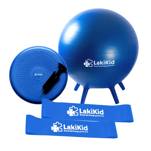 Мебел за флексибилно седење во Лакикид: Мебел за баланс на топка, 2 пакувања фидгетски ленти, Wiggle седиште за сензорни деца - Алтернативно