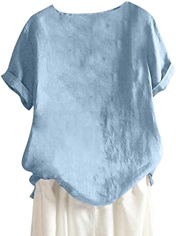 Женска модна обична лабава блуза Основни летни удобни врвови печатени околу маички со кратки ракави со кратки ракави на вратот