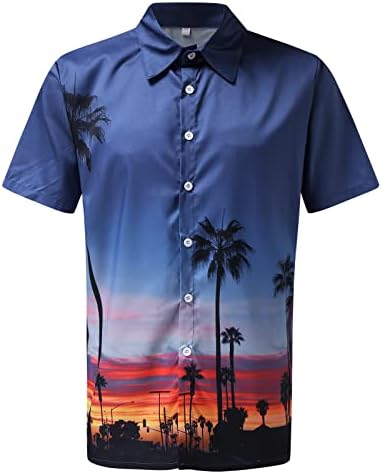 Машка фанки кошула на плажа Алоха Тропски забави со кратки ракави копче надолу во хавајска кошула летен одмор мажи врвови
