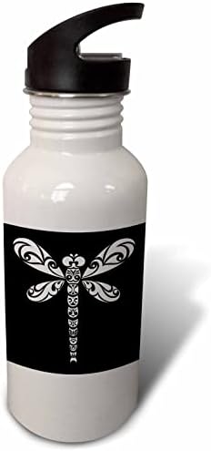 3drose lagonfly бела племенска тетоважа стил уметност на црна - шишиња со вода
