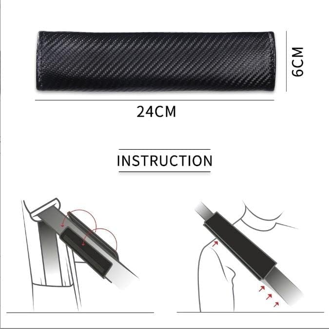 AOUBOU 2 парчиња црни јаглеродни влакна со автомобилски ленти Покриени ленти за рамо за ленти Безбедносни ремени Перници за рамо заштитни