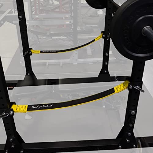 Тело-цврсти Sprss Pro Clubline Power Rack Steraf Safeties за SPR1000 комерцијална моќност, пар, жолта/црна боја