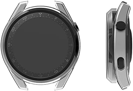 KWMobile Cover Comaptable со Huawei Watch 3 Pro -Thempered Glass со пластична рамка - црна/транспарентна