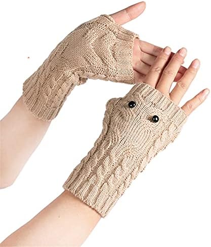 QVKARW без прсти цврсти симпатични нараквици на ракавици, плетени белезници плетени лежерни полу ракавици нараквици белезници жени жени