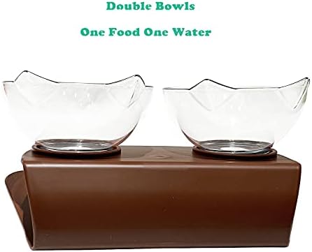 Двоен садови за кучиња со мачки покачени садови со вода со мачки со подигнат штанд 15 ° навален сад за миленичиња за мачки и мали кучиња