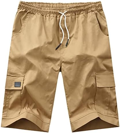 Карго шорцеви за мажи опуштено вклопување, машко летно секојдневно на отворено обични крпеници џебови комбинезори за спортски