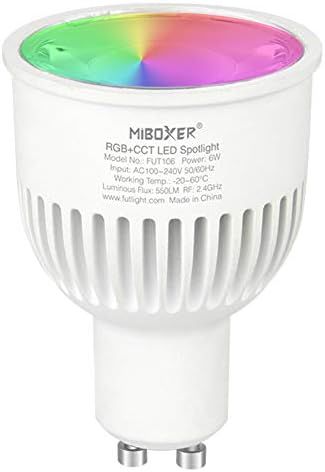 LGIDTECH FUT106 Miboxer 6W 2.4 GHz WiFi Led Рефлектор Сијалица GU10 AC 100-240V RGB+CCT Промена На Бојата,Прилагодлива Температура, Мемориска