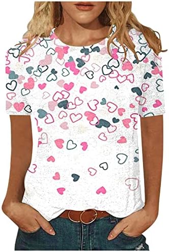Есен летен маица девојки облека мода со кратки ракави екипаж, памук графички обичен врвен кошула за жени 53 53