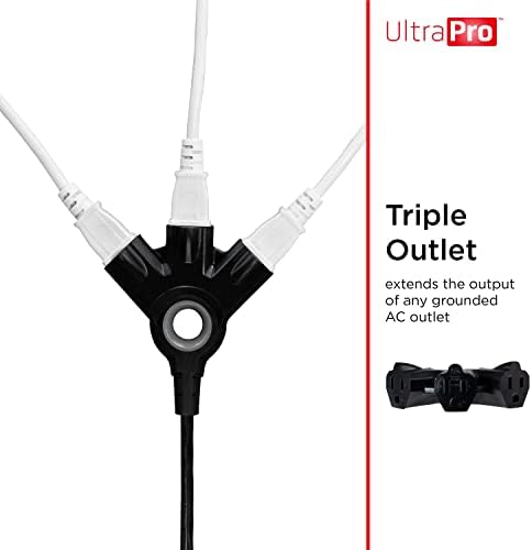 Ultrapro 3-Outlet Ezgrip заземјен продолжен кабел, 25ft. Енергетска лента, затворен/отворен кабел за продолжување со повеќе места,