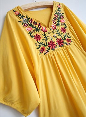 Кафеимали Летен Фустан V Вратот Мексикански Извезени Селски Женски Фустани Блузи Блузи