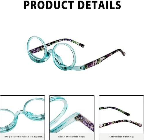 Mmoww 2 Пара Шминка Читателите Флип-врвот Ротирачки Мода Очила За Читање За Жени Двојна Леќа