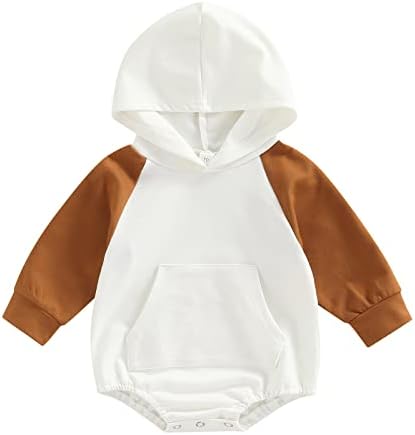 Engofs новороденче момче девојче џемпер ромпер со долги ракави качулка пулвер облека 0 3 6 12 18 месеци есен зимска облека