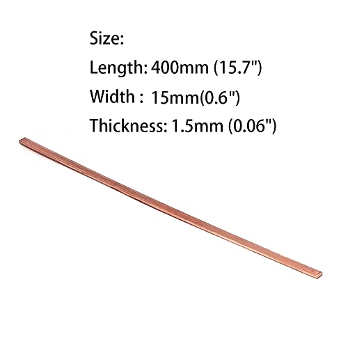 4PCS C110 бакарна рамна лента, 0,06 дебелина x 0,6 ширина x 15,7 должина на бакарна рамна лента, 1,5 mm x 15mm x 400mm погоден