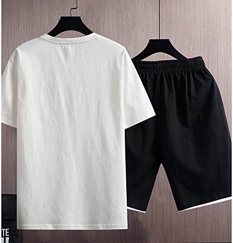 WXBDD Машка летна RacksuitShort Sneove Portswearink Printshirts+Sharts2 PC поставува мажи обични спортови костуми машка облека