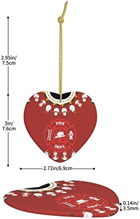 Запалените пожарникари Божиќни украси срце керамика висечки украси за украси