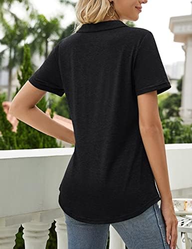 Kistore женски кратки ракави Поло маички против вратот летни основни врвови мода 2023 деловна обична работа блуза S-XXL