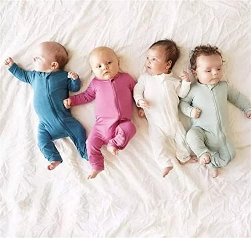 Новороденче Бебе Памучни Ромпери Пижами Без Нозе Патент Комбинезон За Спиење Со Долги Ракави Бебешки Боди