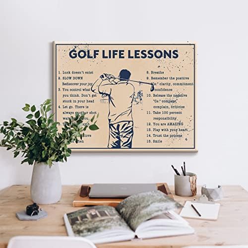 Лекции за голф живот ретро плас -плакат, сликарство за печатење за голф за домашна канцеларија wallидна уметност декорација 11,5 x 15 инчи
