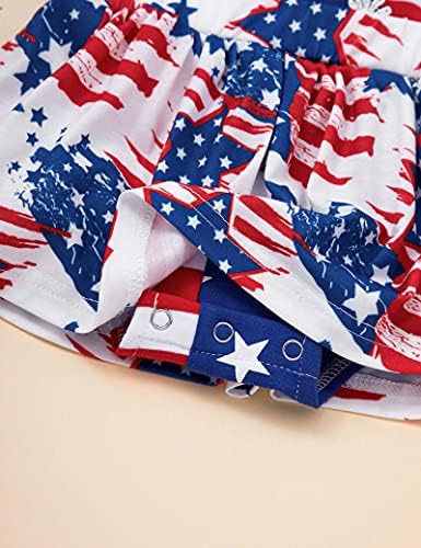Облека од 4 јули облекување новородено девојче облека Американско знаме макси фустан starsвезди и ленти облека 2 парчиња сет