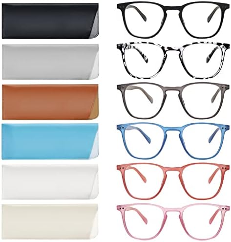 Videbla 6 пакувања со сина светлина за читање очила за жени мажи пролетни шарки за читатели на компјутерски очила против очила