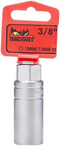 Teng Tools 18mm 3/8 инчен диск 6 точки приклучок за свеќички со гумен вметнат - M380042 -C, сребро