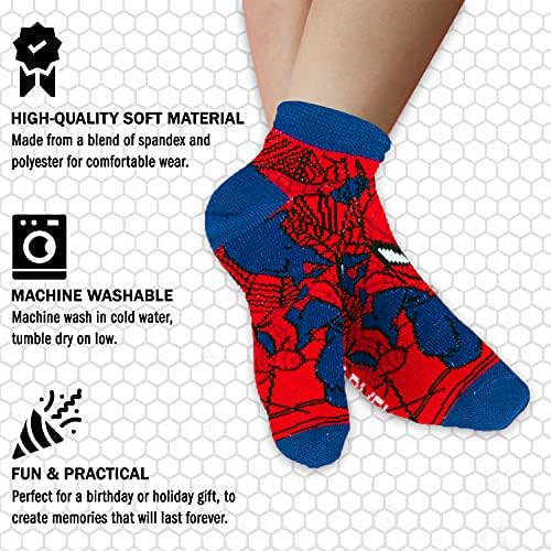 Чорапи на Марвел Спајдермен за момчиња, 10 пара чорапи со ниски исечени за момчиња на возраст од 3-9 години на возраст од 3-9 години