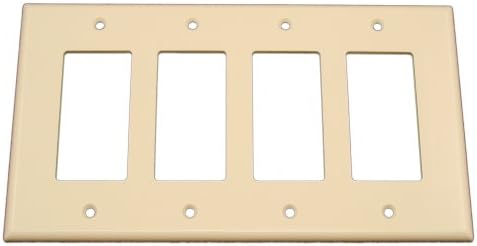 Wallидна плоча на уредот Левитон 80612-Т 4-бангар декора/GFCI, големина на средниот пат, термосет, монтирање на уредот, лесен бадем
