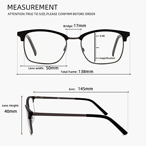 Аморејс Прогресивни Очила За Читање Мажи, Метална Рамка Со Пролетна Шарка, сини светлосни очила мажи, 0-25 Степени На Врвот