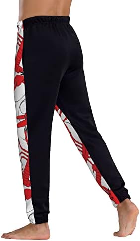Црвени јастози џемпери за мажи џогерни панталони смешни спортски панталони случајна спортска облека со еластични панталони за тренингот на половината