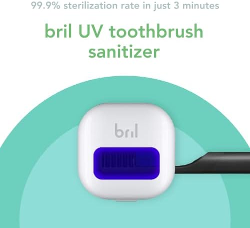 Sanitizer Bril UV-C за заби, преносен стерилизатор, покритие, држач и случај за која било големина четка за заби, бела, црна