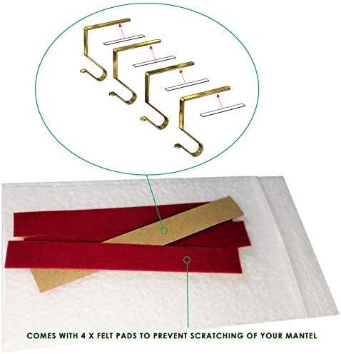 C2M Божиќни закачалки за порибување за мантил декор 4 пакувања со закачалки за порибување на месинг камин Мантил исто така и за украси
