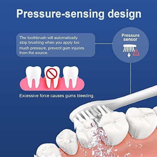 Електрична четка за заби со сензор за притисок за емајл, звучна четка за заби за возрасни, четки за заби за напојување со 2 глави на