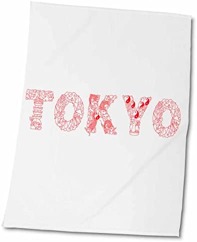 3DROSE ALEXIS DESIGN - Јапонија - Декоративен текст во Токио - црвен на бело - крпи