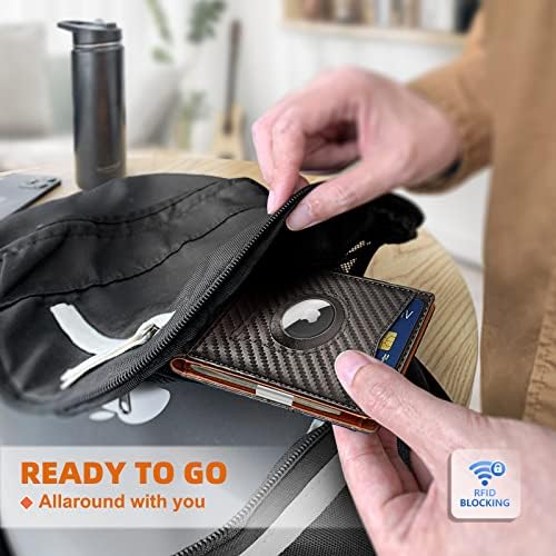 Kemisant Mens Wallet за воздушен пат или стандардна употреба, тенок преден џеб паричник 11 картички РФИД блокирање, без дупка