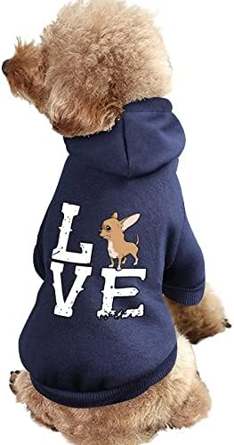 Loveубов Чивахуа домашни дуксери меки топло кучиња џемпер печатена шема миленичиња миленичиња костуми со капи со капи со капи со капи