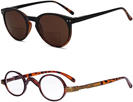 Очила За Очи Заштедете 10% на 1 Пакување Бифокални Очила За Сонце Читачи Со Пролетни Шарки И 1 Пакување Мали Овални Тркалезни Очила