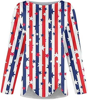 Врвови за ракави за ракави за жени, асиметричен роденденски ден за независност Краток ракав О-врат Класични маици