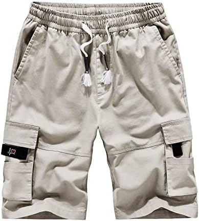 Машки карго шорцеви обични цврста боја лабава плус големина мулти-џебови опуштени летни трендовски плажа кратки панталони