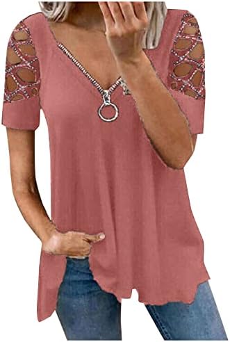 Симпатични врвови за жени, моден блок во боја, патент со долги ракави против вратот, обични блузи меки лабави туники плус големина