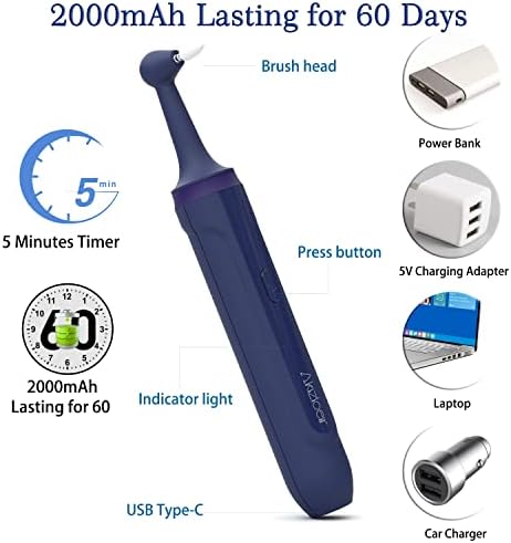 Електричен заб на Акизбеир, со 10 глави за замена, отстранувач на калкулус за заби на заби на домаќинството （Сина）