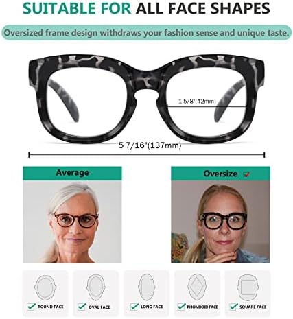 Очила За Очи Голема Рамка За Жени Читање-Преголеми Читање Очила Читатели-Црна +0,50