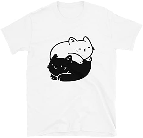 Јинг Јанг мачка кошула. Монохроматска маичка за мачки на Јинг Јанг. Бело