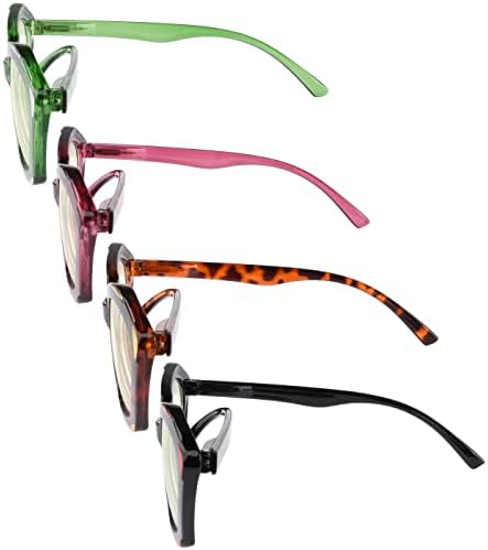 Очила за Читање со 4 пакувања Сина Светлина Што Ги Блокира Жените Читатели Овална Леќа +1.25